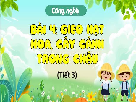 Bài giảng Công nghệ Lớp 4 - Bài 4: Gieo hạt hoa, cây cảnh trong chậu (Tiết 3)
