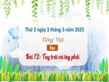 Bài giảng Tiếng Việt 3 (Đọc) - Bài 12: Tay trái và tay phải - Năm học 2024-2025