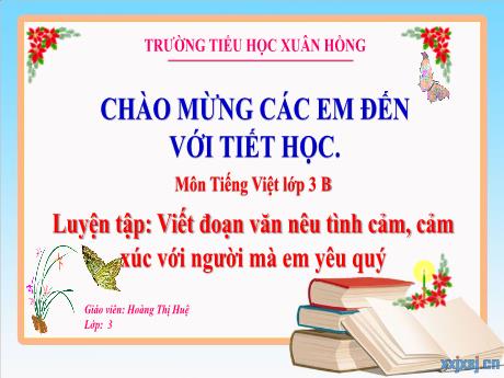 Bài giảng Tiếng Việt Lớp 3 - Bài: Luyện tập Viết đoạn văn nêu tình cảm, cảm xúc với người mà em yêu quý - Năm học 2024-2025 - Hoàng Thị Huệ
