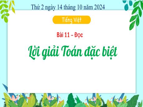 Bài giảng Tiếng Việt Lớp 3 (Đọc) - Bài 11: Lời giải Toán đặc biệt - Năm học 2024-2025