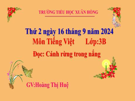 Bài giảng Tiếng Việt Lớp 3 (Đọc) Sách Kết nối tri thức - Bài: Cánh rừng trong nắng - Năm học 2024-2025 - Hoàng Thị Huệ