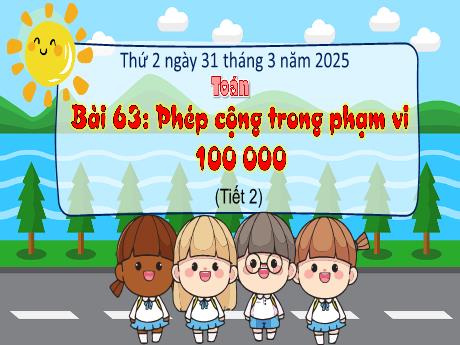 Bài giảng Toán Lớp 3 - Bài 63: Phép cộng trong phạm vi 100000 (Tiết 2) - Năm học 2024-2025
