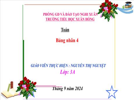 Bài giảng Toán Lớp 3 (Cánh diều) - Bài: Bảng nhân 4 - Năm học 2024-2025 - Nguyễn Thị Nguyệt