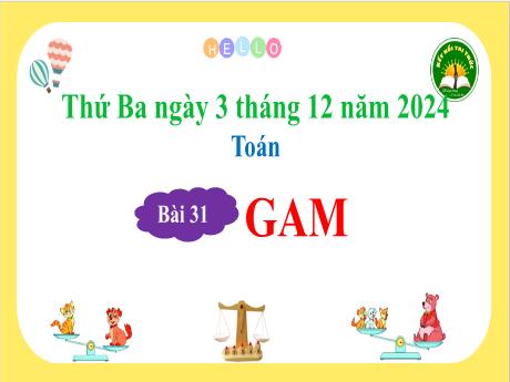 Bài giảng Toán Lớp 3 (Kết nối tri thức) - Bài 31: Gam - Năm học 2024-2025 - Bạch Thị Hải Yến