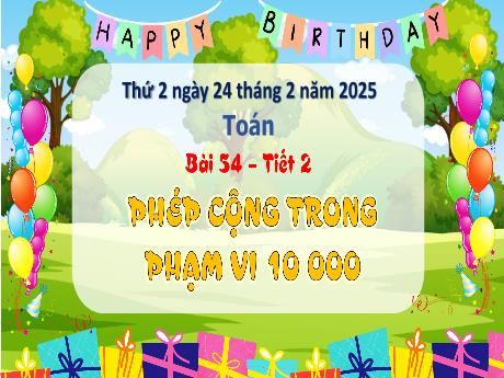 Bài giảng Toán Lớp 3 (Kết nối tri thức) - Bài 54: Phép cộng trong phạm vi 10 000 (Tiết 2) - Năm học 2024-2025 - Bạch Thị Hải Yến