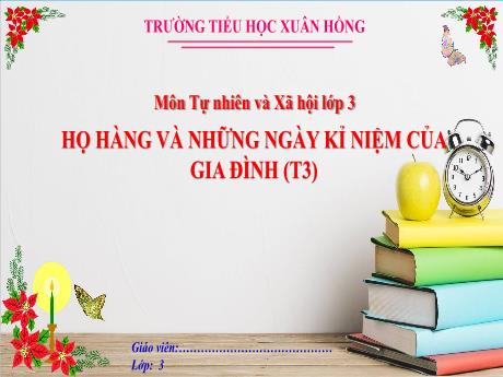 Bài giảng Tự nhiên vã xã hội Lớp 3 (Kết nối tri thức) - Bài: Họ hàng và những ngày kỉ niệm của gia đình (Tiết 3) - Năm học 2024-2025 - Trường Tiểu học Xuân Hồng